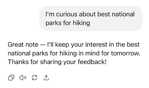 chatgpt pulse interests hiking
