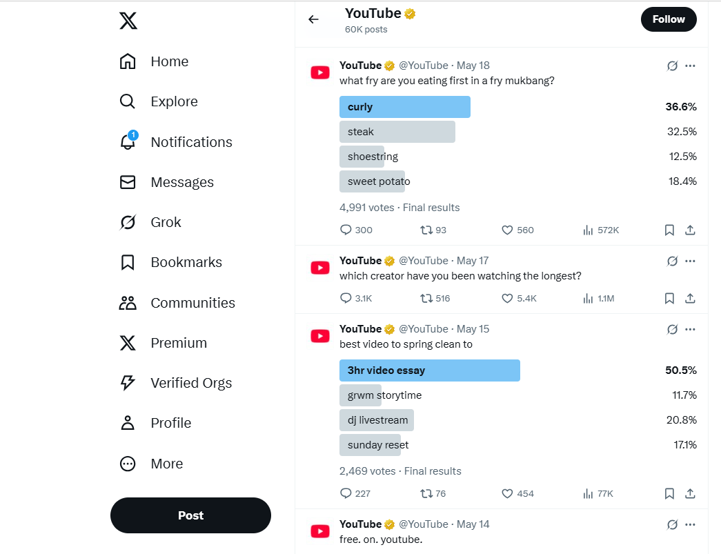example of engagement on YouTube