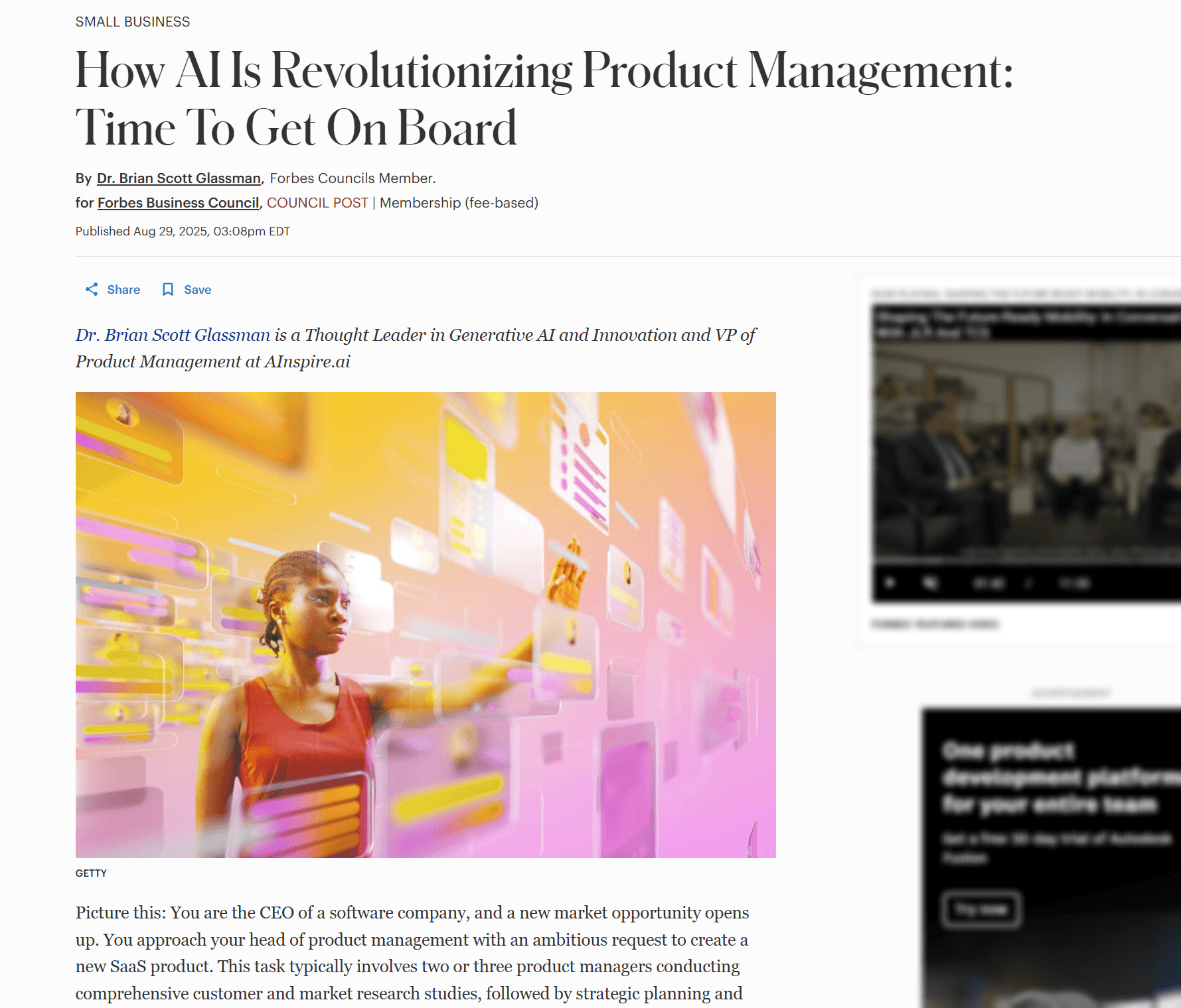 Guest post on Forbes by the VP of product management at AInspire.ai.