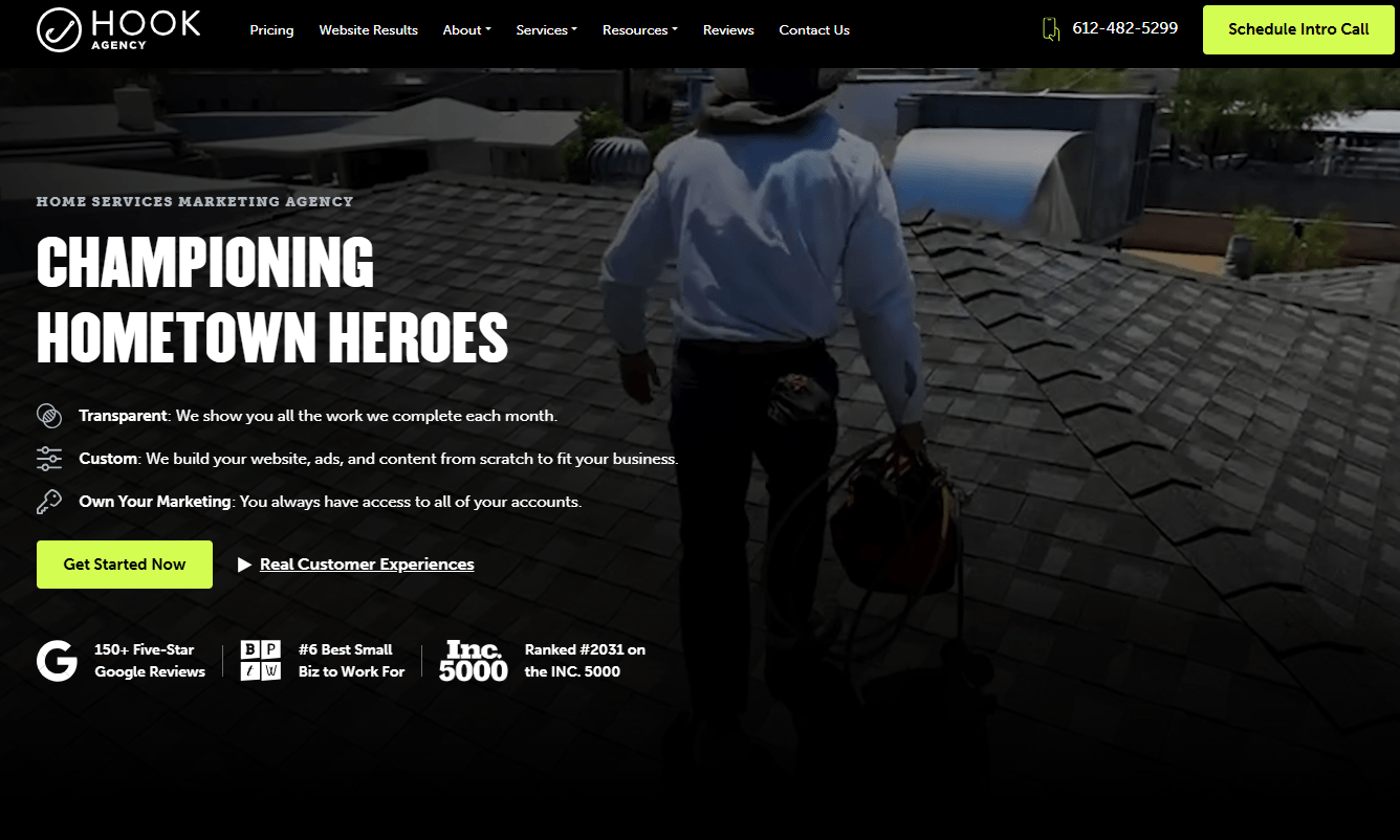 hook agency contractor marketing page