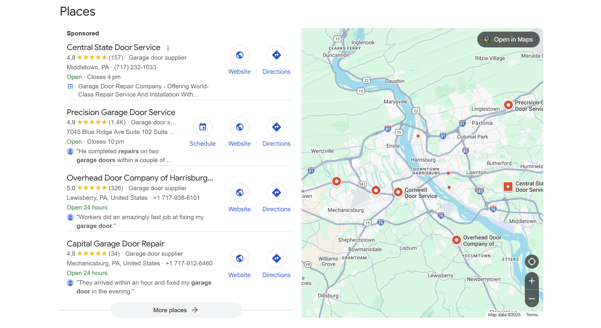 local listings for the search term harrisburg garage door services