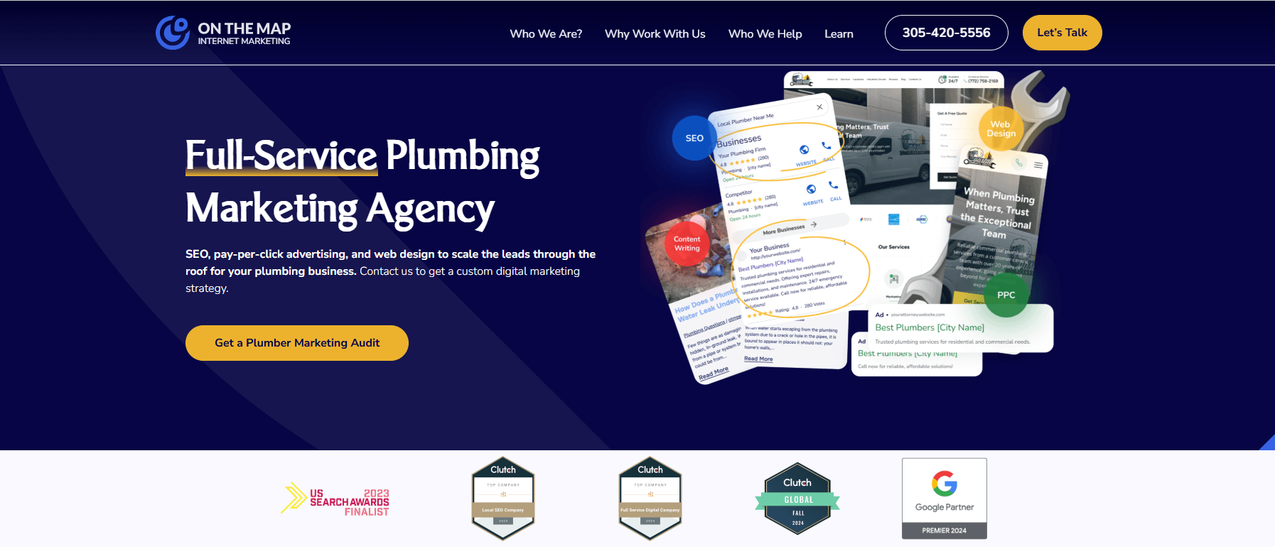 screenshot of on the map plumbing services page