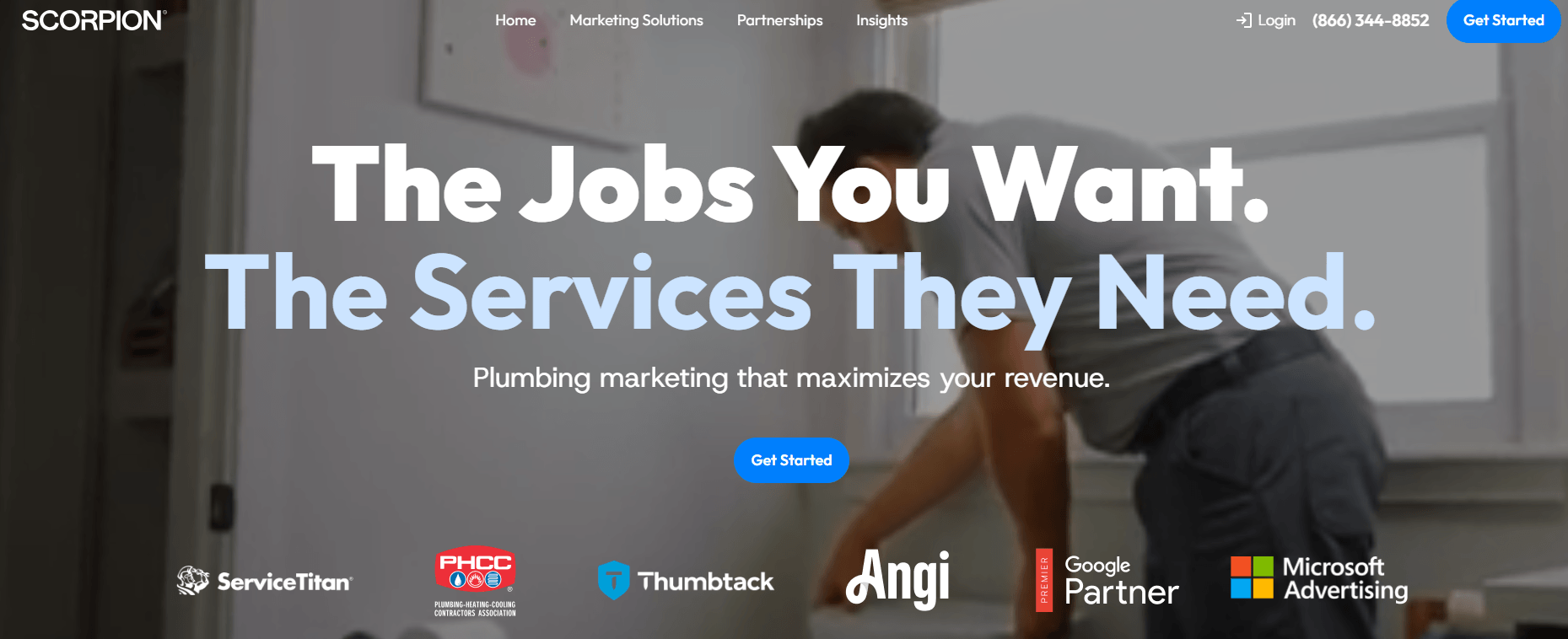 screenshot of scorpion plumbing services page