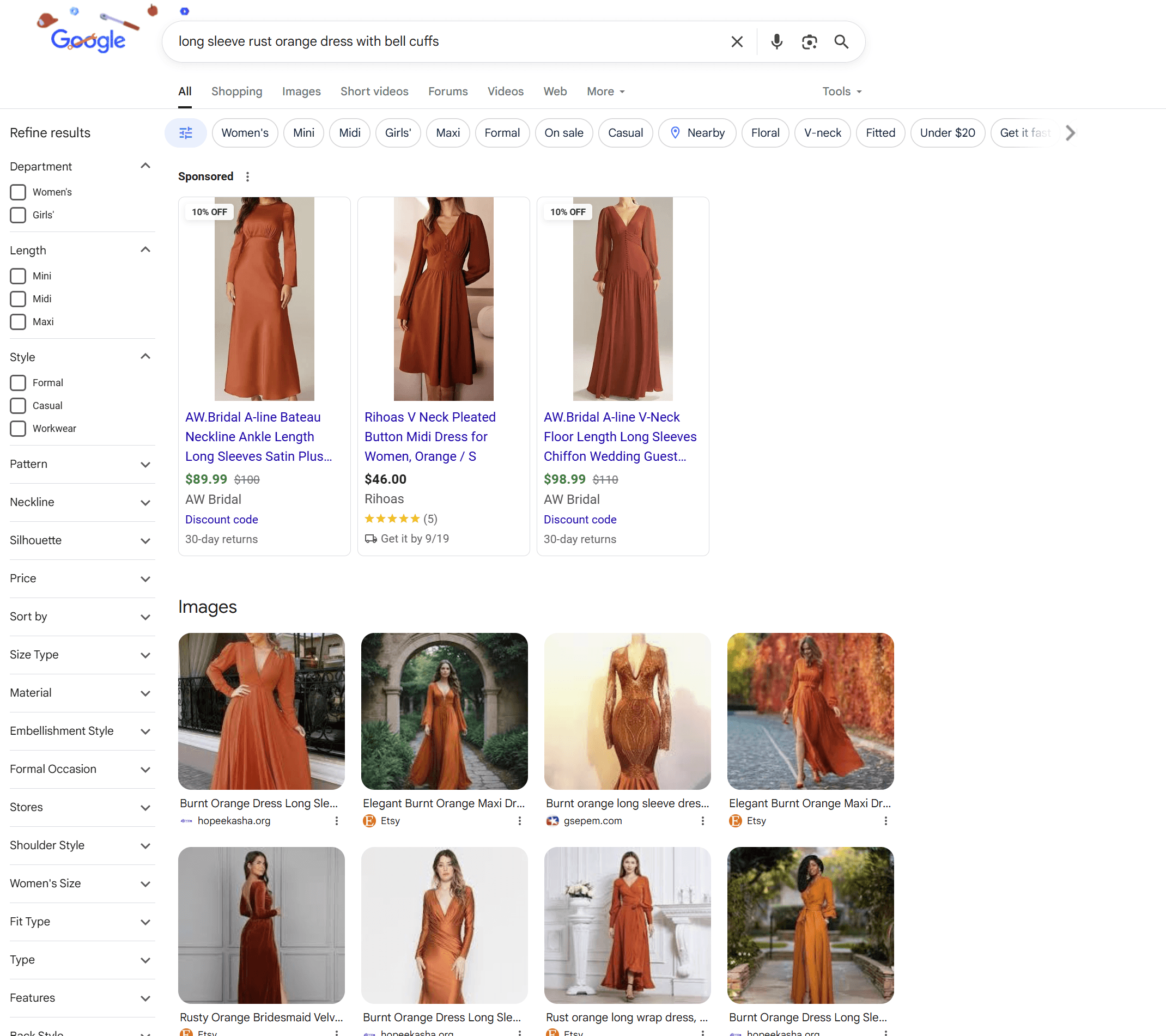 Search results for a long SKU retail query.