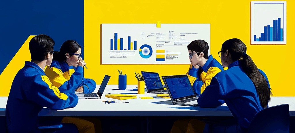 people working on computers at desk