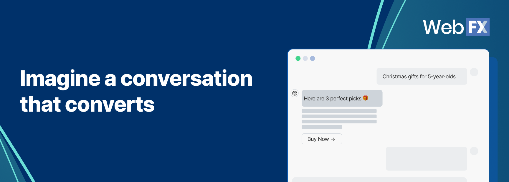 Text graphic with the quote: “Imagine a conversation that converts.”