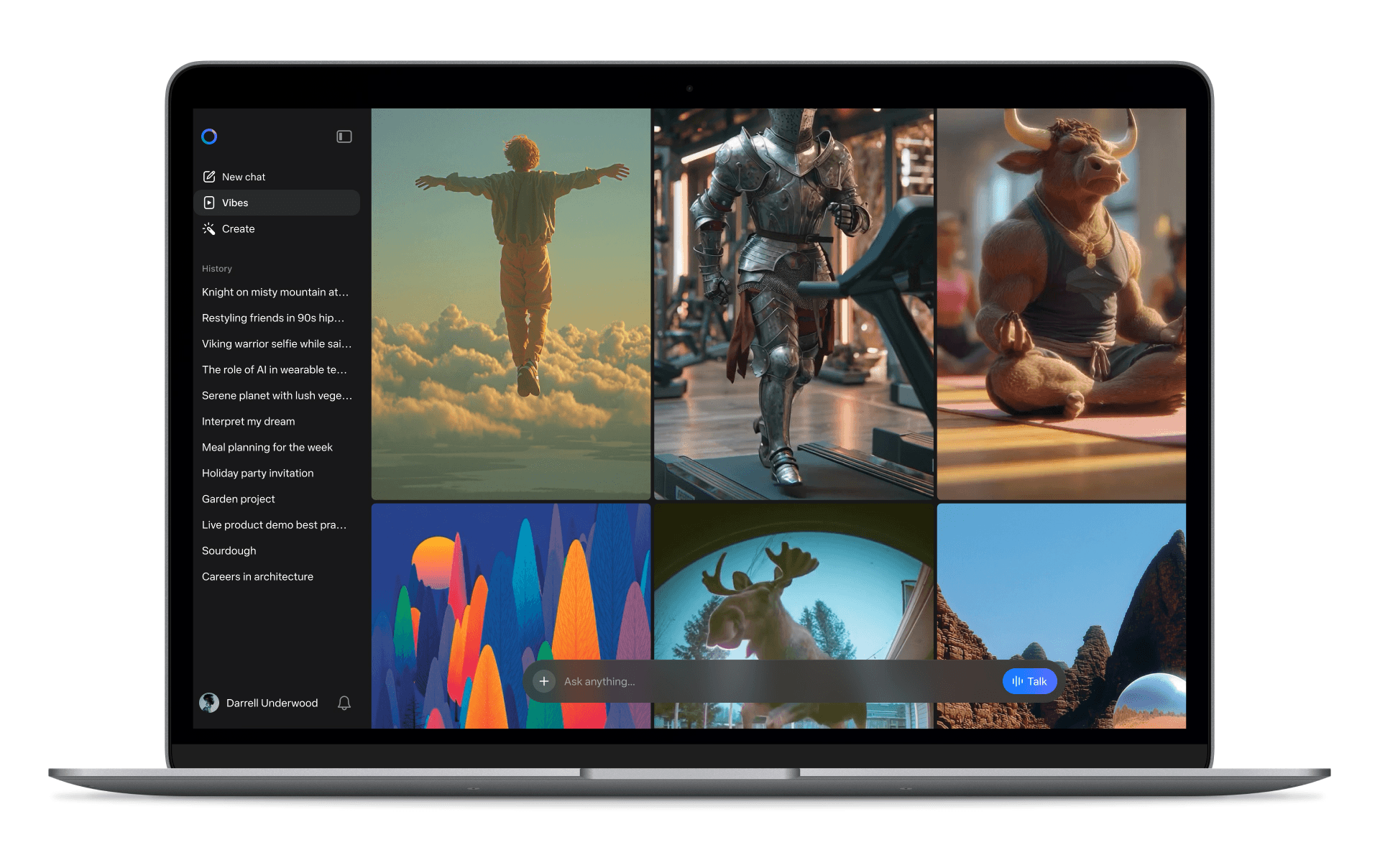A screenshot of Meta Vibes interface on a laptop showing how playing with Meta Vibes now could mean leading the next wave of AI-driven engagement later.
