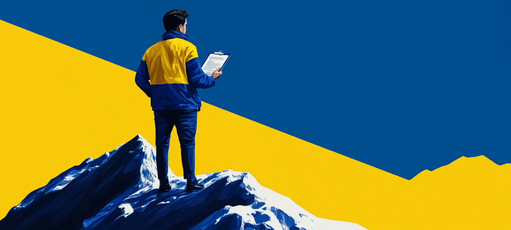 Man evaluating the landscape and latest principles of modern marketing.