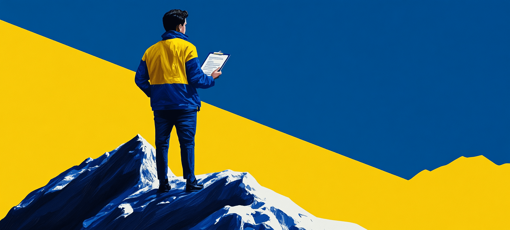 Man evaluating the landscape and latest principles of modern marketing.