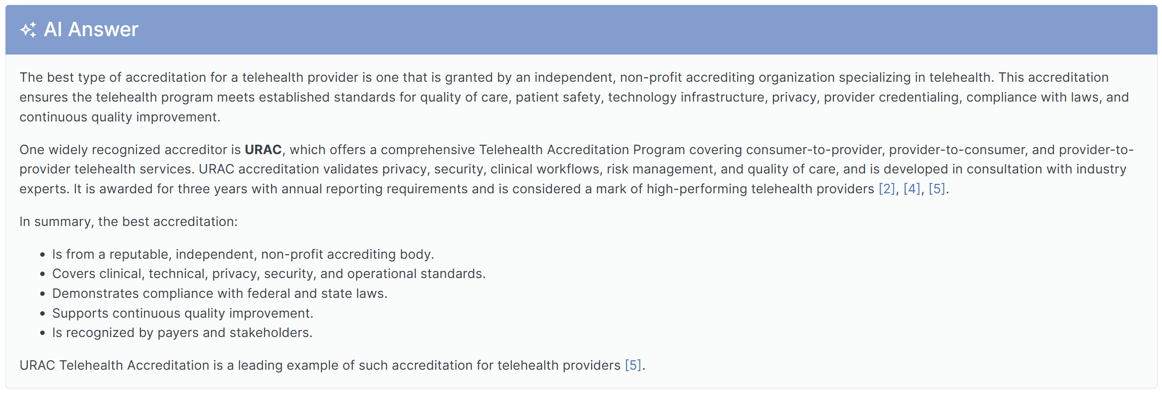 URAC OmniSEO Example AI Answer