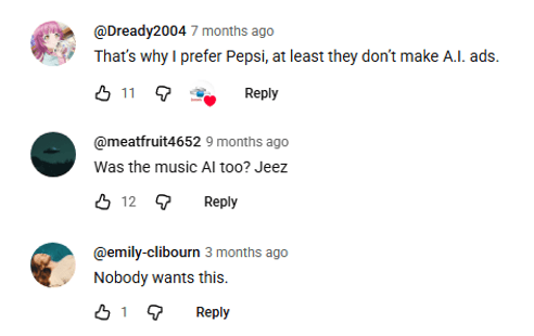 coca cola ad comments