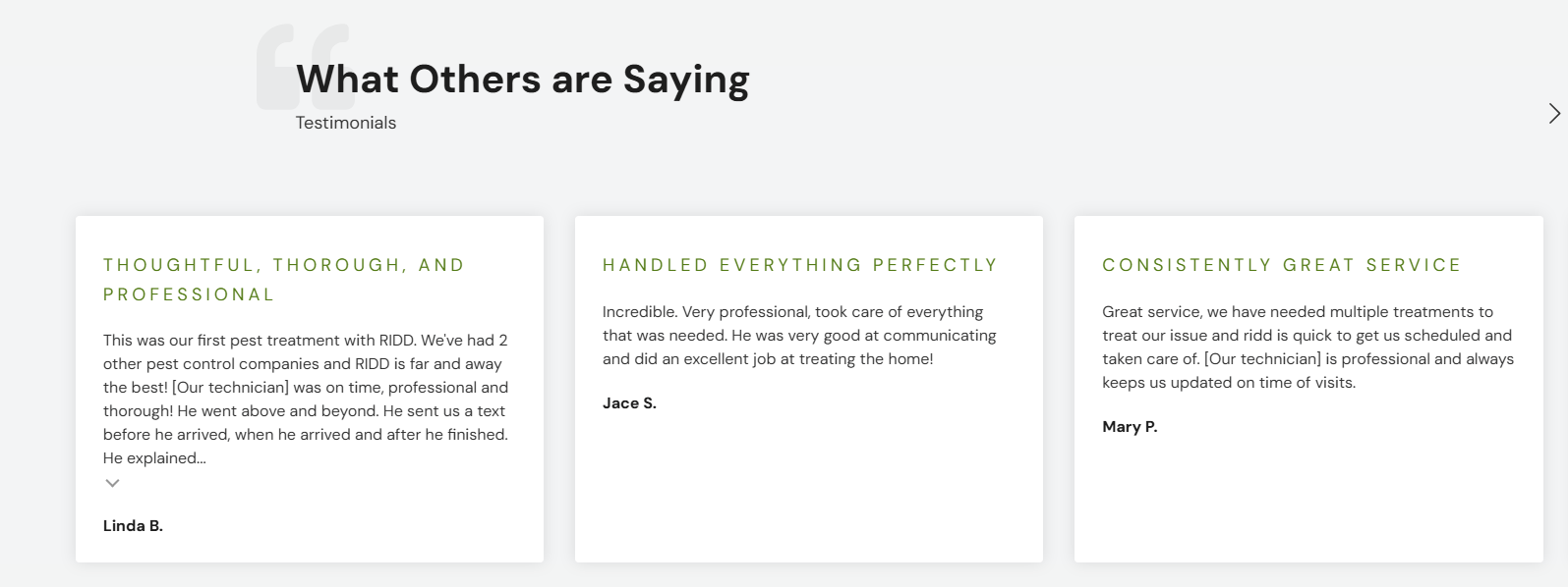 pest control site testimonials