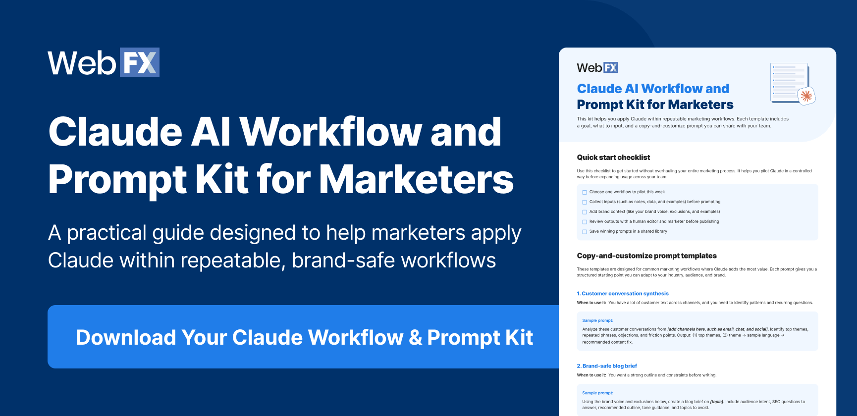 Claude AI workflow and prompt kit for marketers