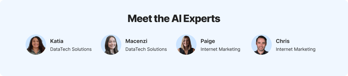 meet the AI experts, Katia, Macenzi, Paige, and Chris from WebFX