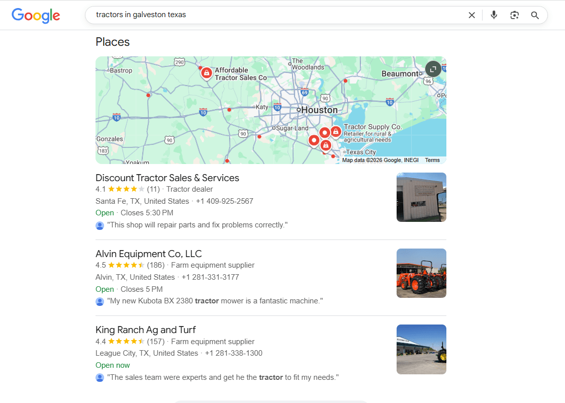 a google search result showing listings