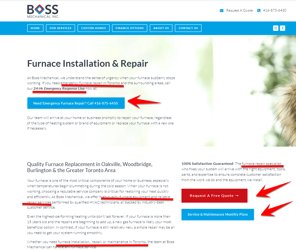 An example of a web page featuring essential on-page SEO optimization, including keywords and links to related pages