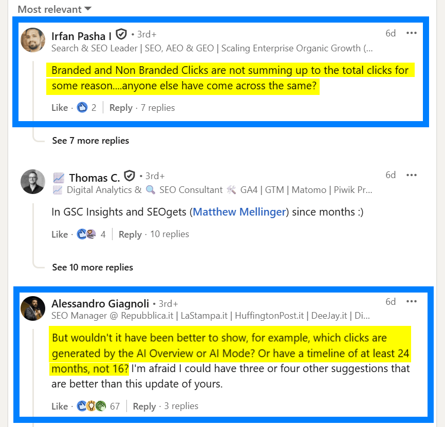 Questions and concerns from marketers about the branded queries filter.