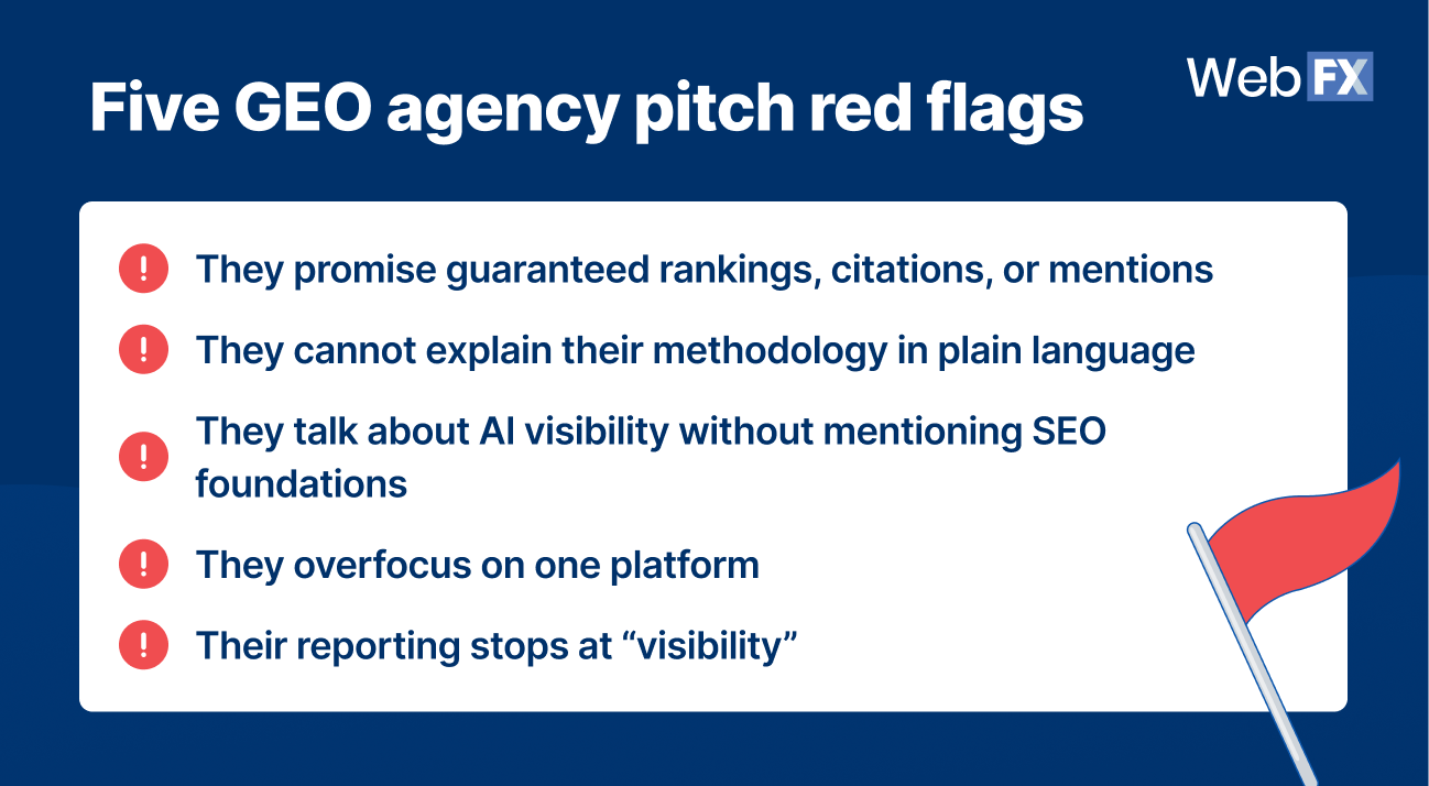 GEO agency pitch red flags