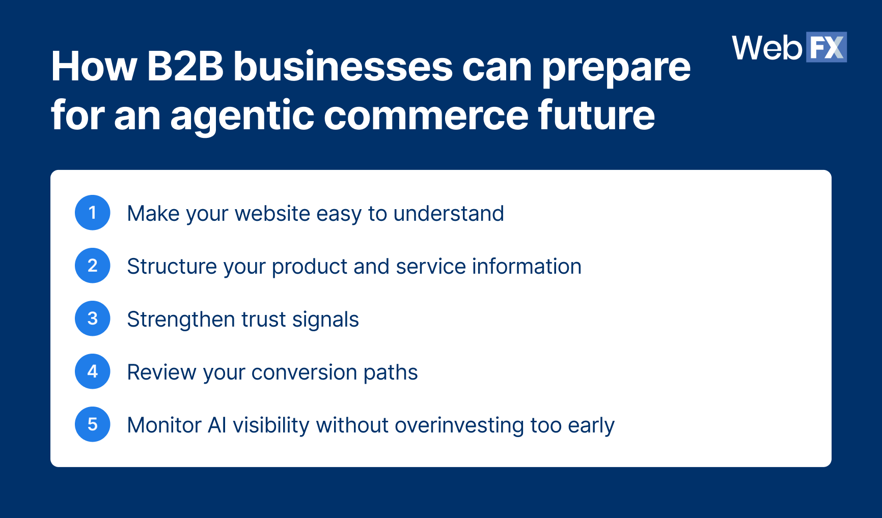 Clear content, strong proof, and easy next steps can help your business show up better in AI-assisted buying journeys.