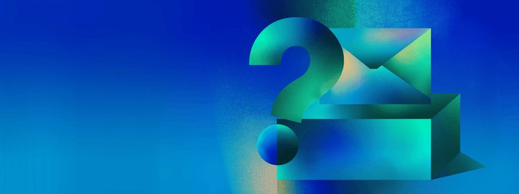 Abstract image of an envelope on a box with a question mark
