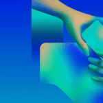 Abstract illustration of two hands exchanging a smartphone representing outsourcing social media management