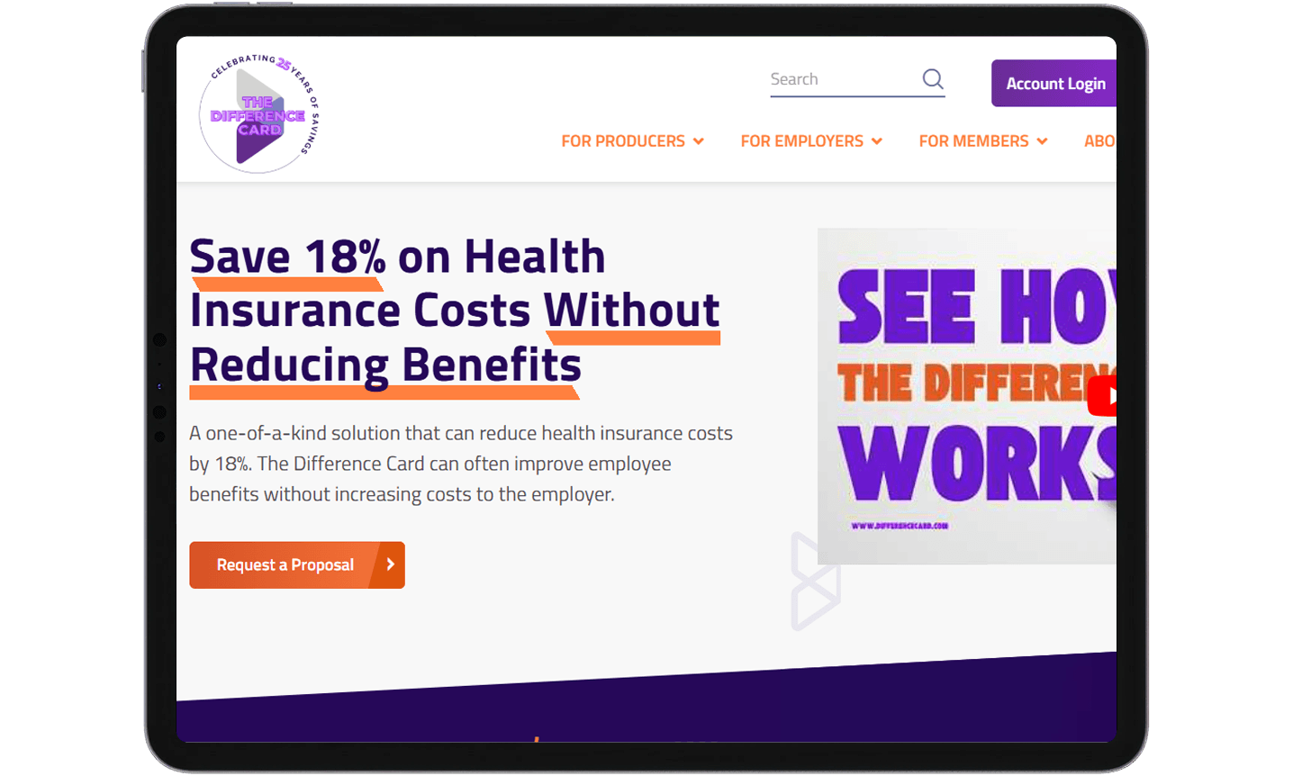 The Difference Card homepage