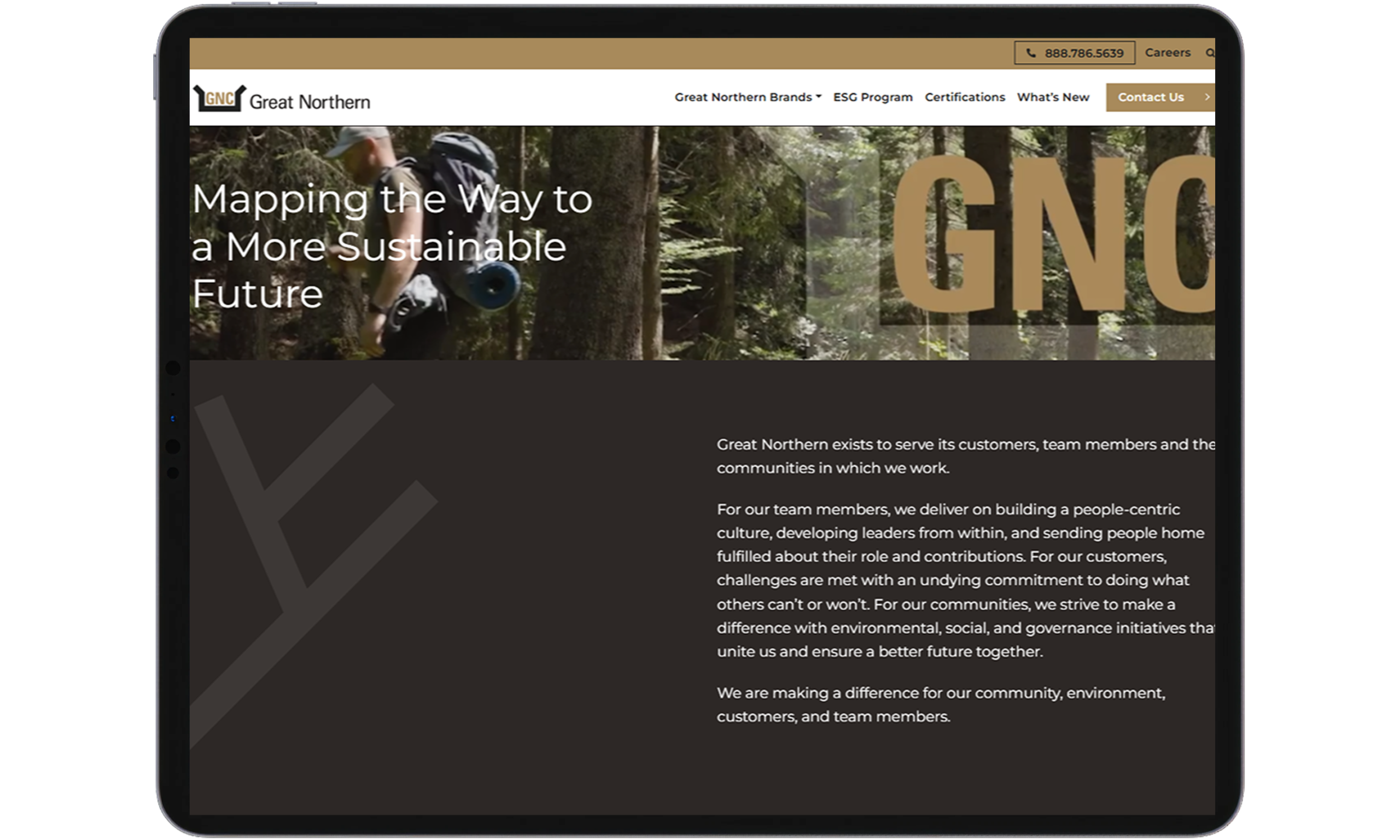 Great Northern homepage tablet view scaled