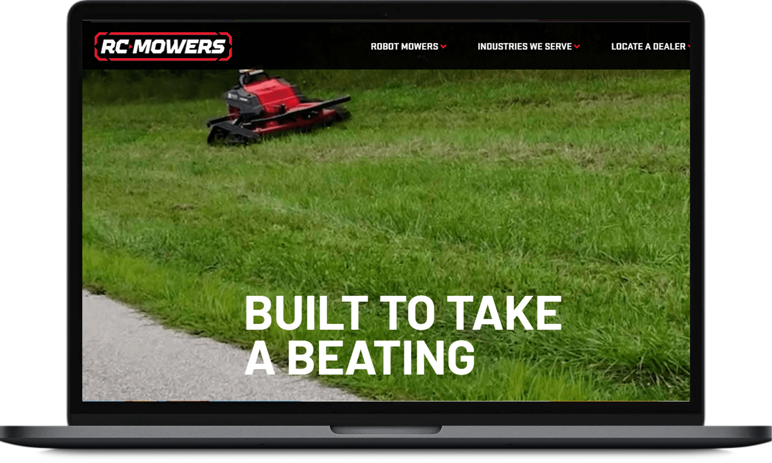 RC Mowers website on a laptop
